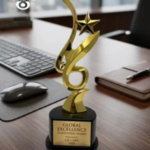 Custom Global Excellence Star Metallic Trophy | Corporate