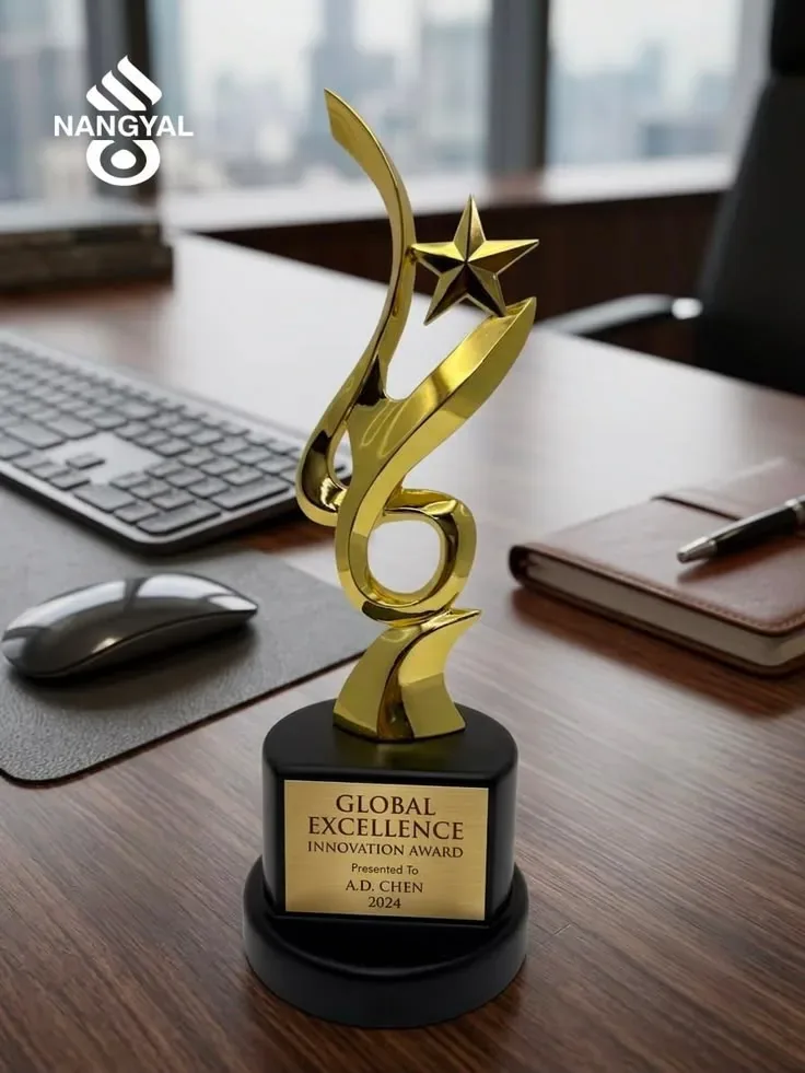 Custom Global Excellence Star Metallic Trophy | Corporate